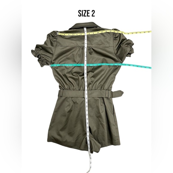 GENERATION LOVE Natlina Gambardine Romper Olive Green Women Size 0 2 XS Sm $325 - Picture 9 of 13